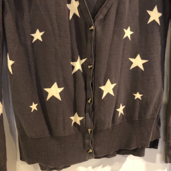 BDG Gray Cardigan w/ Star Pattern - Picture 3 of 5